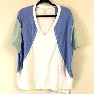 As Revival Oversized T-Shirt Medium Blue V-Neck Relaxed Fit Lightweight Casual